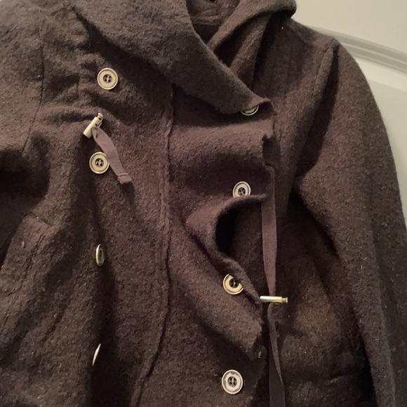 Free People Xs Black wool hoodie button up jacket - Picture 2 of 5